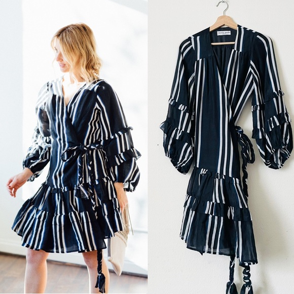 Apiece Apart Dresses & Skirts - Apiece Apart New York SMALL Zarza Ruffle Wrap mini dress in Prado Stripe